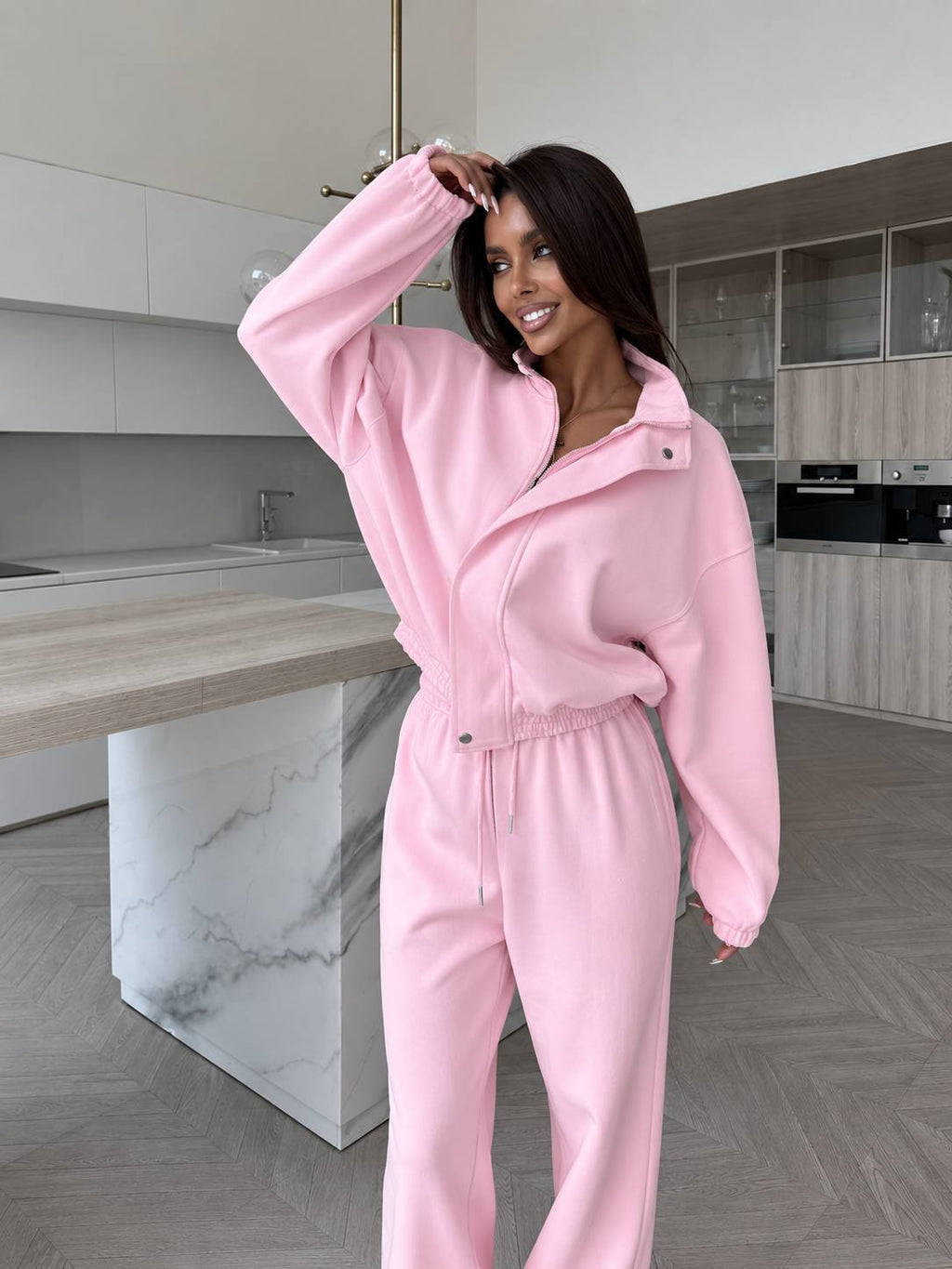 Pembe - Bomber Ceketli Eşofman Takımı
